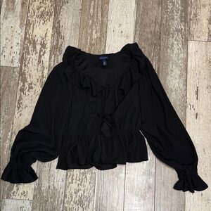 Elegant Black Ruffled Women's Blouse